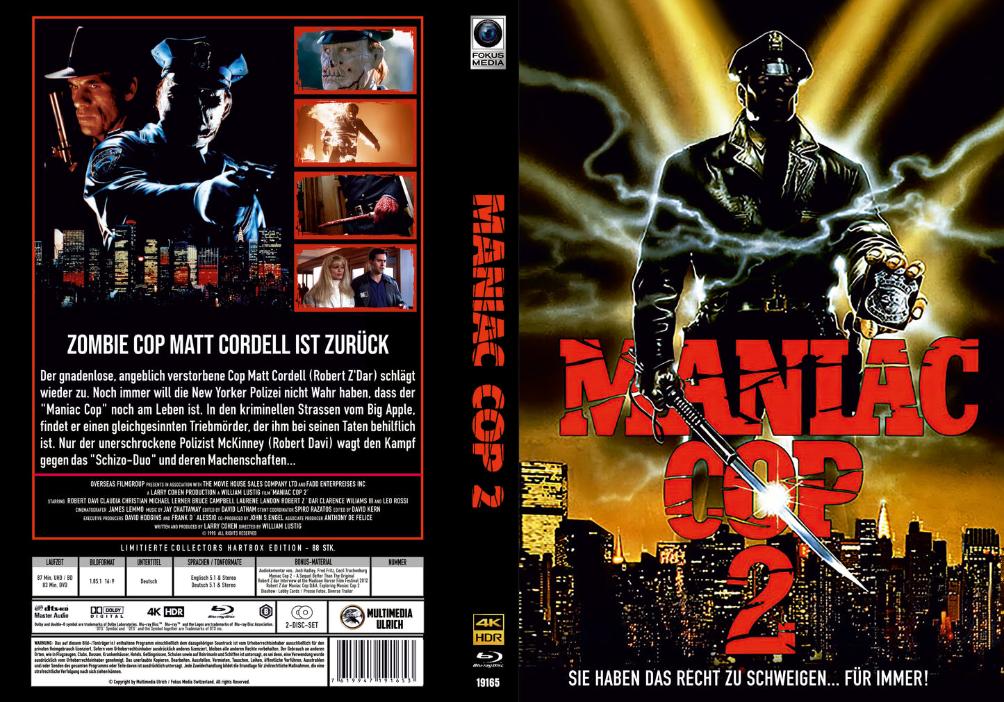 Maniac Cop 2 - Große Fokus Media Hartbox - Cover A